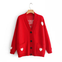 Red Heart Knitted Preppy Sweater