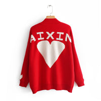 Red Heart Knitted Preppy Sweater