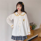 Yellow Sunflower Embrodiery School Girl Blouse