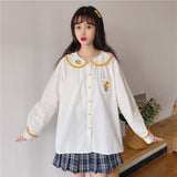 Yellow Sunflower Embrodiery School Girl Blouse