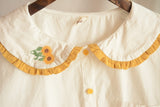 Yellow Sunflower Embrodiery School Girl Blouse