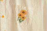 Yellow Sunflower Embrodiery School Girl Blouse