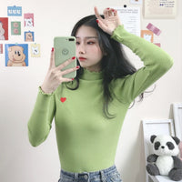 Heart Embroidered Turtleneck Shirt