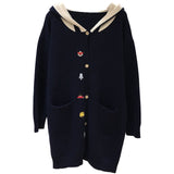 Embroidery Long Sailor Hooded Coat