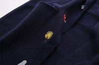 Embroidery Long Sailor Hooded Coat