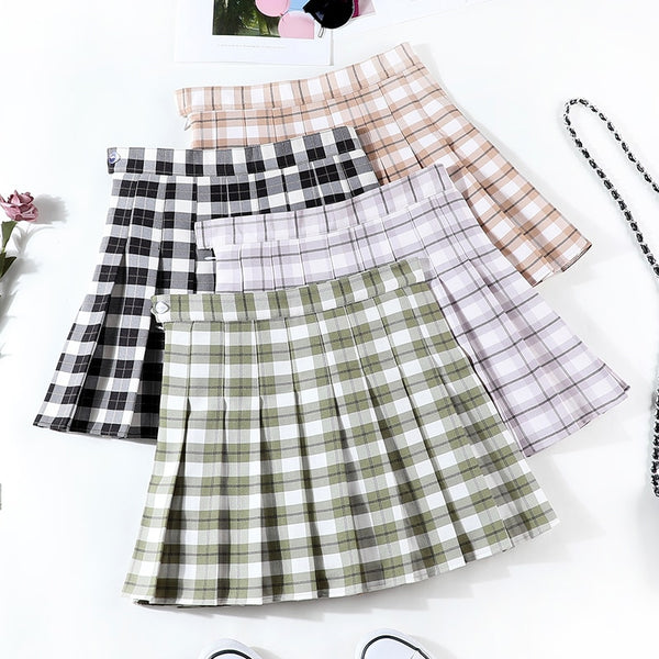 Plaid Pleated High Waisted Schoolgirl Skirt