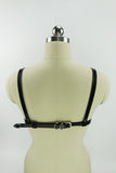 Black Leather Garter Belt Bra