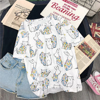 Loose Cat Print Top