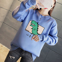 Dinosaur Printed Round Neck Pullover