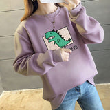 Dinosaur Printed Round Neck Pullover