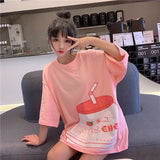 Strawberry Milk Print Long T-shirt