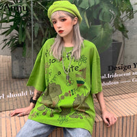 Green Streetstyle Allover Printed T-shirt