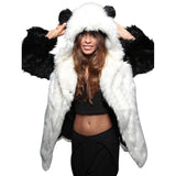 Faux Fur Panda Hooded Coat