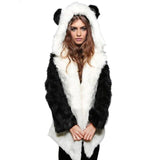 Faux Fur Panda Hooded Coat