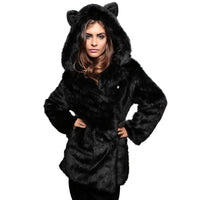 Faux Fur Panda Hooded Coat