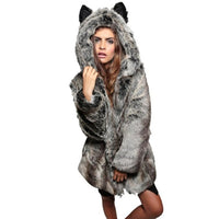 Faux Fur Panda Hooded Coat