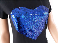 Blue Heart Sequin T-shirt