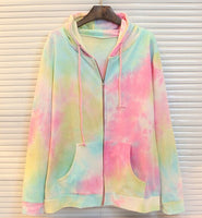 Rainbow Tie-die Zipper Hoodie