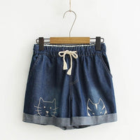 High Waist Embroidered Jean Shorts