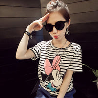 Striped Minnie Graphic Print T-shirt