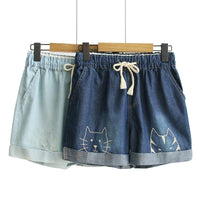 High Waist Embroidered Jean Shorts