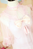 Organza Cardigan Blouse With Bow