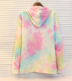 Rainbow Tie-die Zipper Hoodie