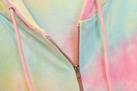 Rainbow Tie-die Zipper Hoodie