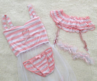 Pink Heart Cut-out Stripped Pajamas