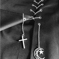 Goth Moon And Cross Charm Shorts