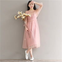 Pink Three Quarter Lantern Sleeve Dress