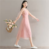 Pink Three Quarter Lantern Sleeve Dress