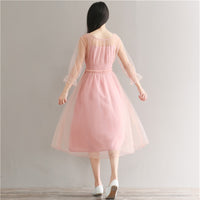 Pink Three Quarter Lantern Sleeve Dress