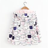 Kitty Cat Print Hooded Coat