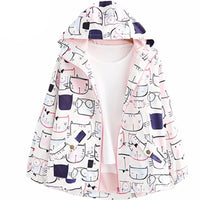 Kitty Cat Print Hooded Coat