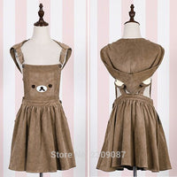 Rilakkuma Bear Embroidery Overall Anime Dress