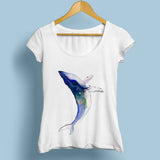 Blue Whale Watercolor Print T-shirt