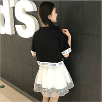 Two Piece Anime Print High Waist Mini With Tulle Veil