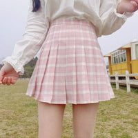 Pink Preppy Pleated Mini Skirt