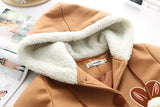 Wool Hooded Brown Bunny Coat