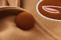 Wool Hooded Brown Bunny Coat