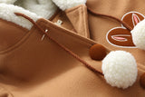 Wool Hooded Brown Bunny Coat