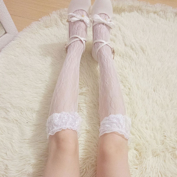 Lolita Lace Embroidery Over The Kneee Stockings