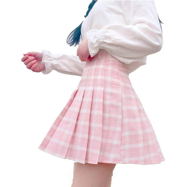 Pink Preppy Pleated Mini Skirt