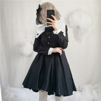 Gothic Lolita Vintage Long Sleeve Pleated Dress