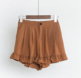 High Waist Elastic Ruffle Shorts