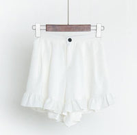 High Waist Elastic Ruffle Shorts