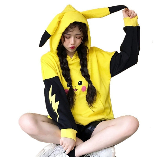 Pikachu Anime Oversized Hoodie With Ears