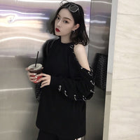 Black Long Sleeve Off Shoulder Blouse