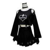 Black Gothic Heart Crop Top